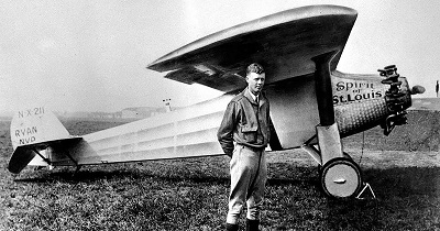 Charles Lindbergh e o avi�o Spirit of Saint Louis