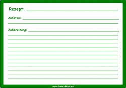 Rezeptkarte, gr&uuml;n
