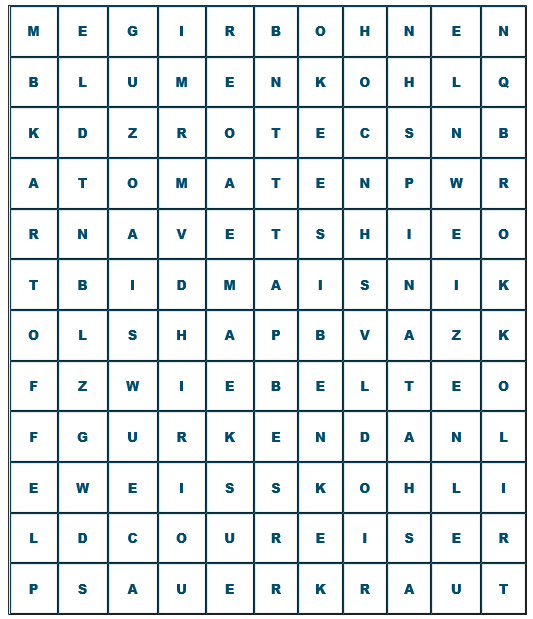 Wortsuche �ber Gem�se und Getreide