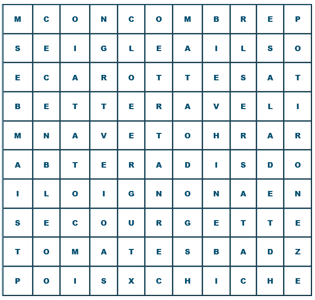 mots cach�s sur les l�gumes et les c�r�ales