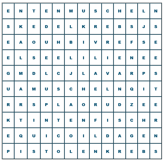 Wortsuche �ber Weichtiere und Krebstiere