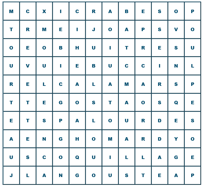 mots cach�s sur les mollusques et crustac�s