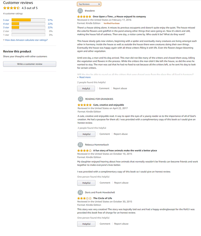 commentaires chez Amazon.com sur la version en anglais du livre jeunesse Il �tait une fois une Maison