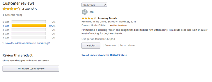 comentrios na Amazon.com sobre o livro infantil (verso francesa) Era Uma Vez Uma Casa