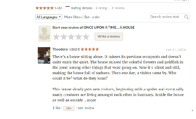 comentrios em Goodreads sobre o livro infantil (verso inglesa) Era Uma Vez Uma Casa