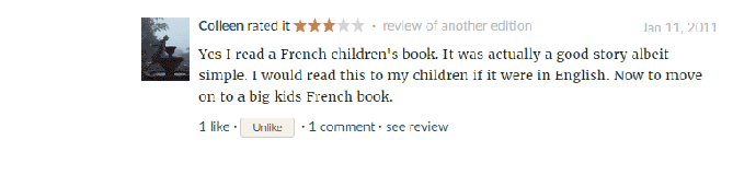 comentrios em Goodreads sobre o livro infantil (verso francesa) Era Uma Vez Uma Casa
